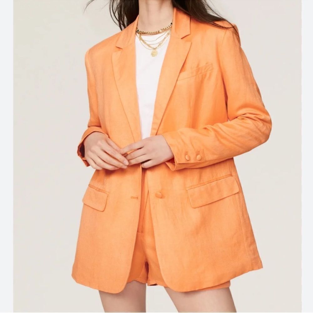 Ashley Park RTR Orange Linen Blend Blazer(Size Large)